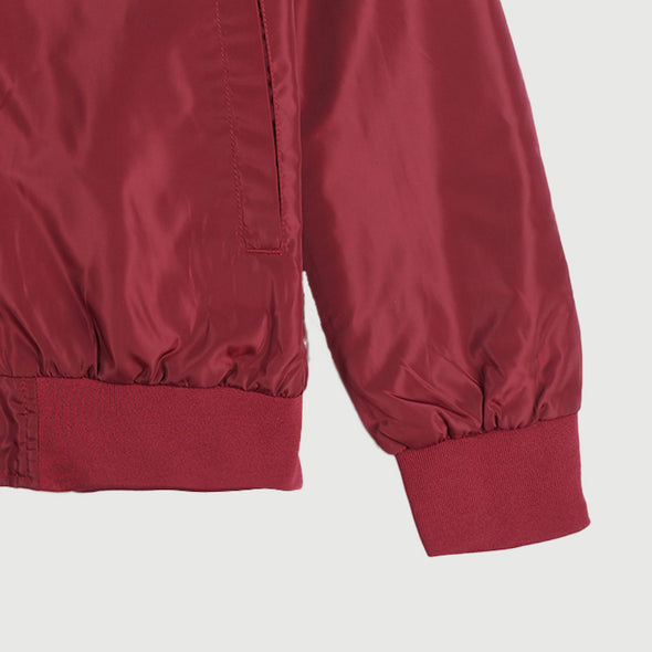 RRJ Basic Jacket for Men Regular Fitting Nylon Fabric Trendy fashion Casual Top Maroon Bomber Jacket for Men 117090 (Maroon)