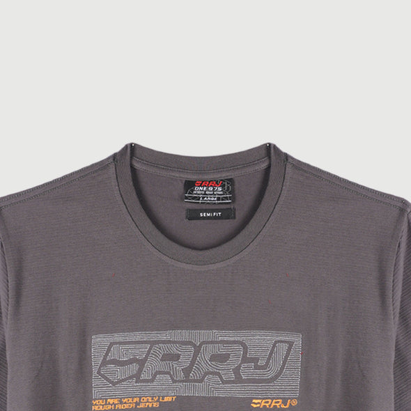 RRJ Basic Graphic Tees for Men Semi Body Fitting Round Neck Trendy fashion Casual Top Dark Gray T-shirt for Men 105009 (Dark Gray)