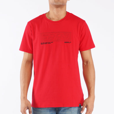 RRJ Basic Graphic Tees for Men Semi Body Fitting Round Neck Trendy fashion Casual Top Red T-shirt for Men 105009 (Red)