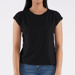 RRJ Basic Tees for Ladies Regular Fitting Shirt Trendy fashion Casual Top Black T-shirt for Ladies 126094 (Black)