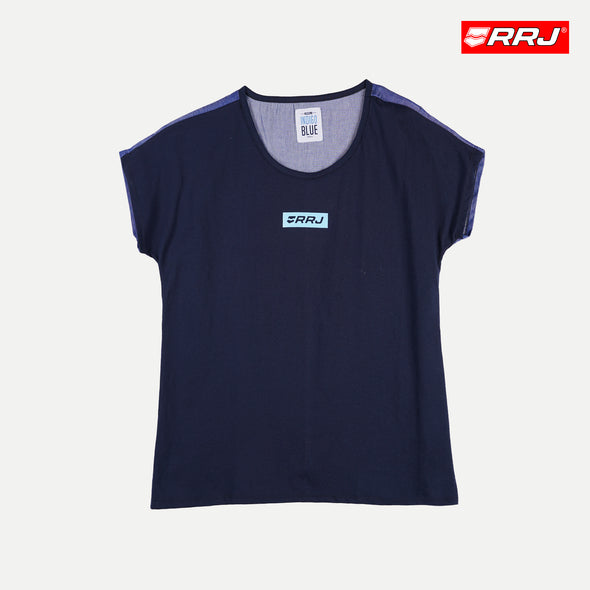 RRJ Basic Woven for Ladies Regular Fitting Shirt Trendy fashion Casual Top Navy T-shirt for Ladies 126044 (Navy)