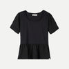 RRJ Basic Tees for Ladies Regular Fitting Shirt CVC Jersey Fabric Trendy fashion Casual Top Black T-shirt for Ladies 108211-U (Black)
