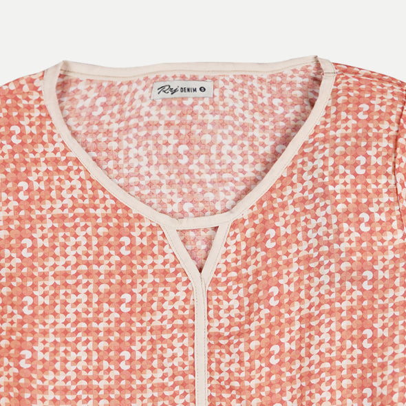 RRJ Ladies' Modified Woven Regular Fitting Blouse Rayon Fabric Trendy fashion Casual Top Peach Woven Blouse for Ladies 140927-U (Peach)