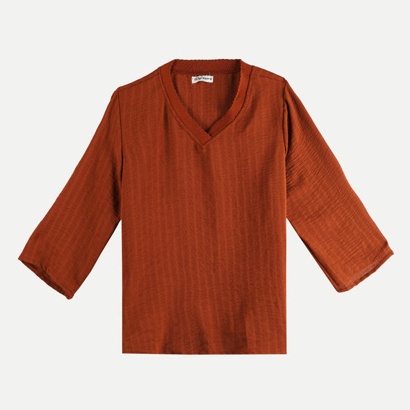 RRJ Basic Tees for Ladies Regular Fitting Shirt Trendy fashion Casual Top Rust T-shirt for Ladies 137020 (Rust)