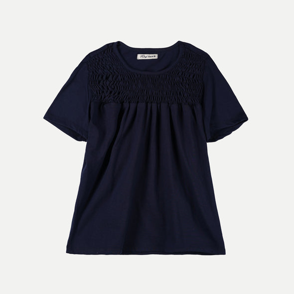 RRJ Basic Tees for Ladies Relaxed Fitting Shirt Trendy fashion Casual Top Blue T-shirt for Ladies 126085 (Blue)