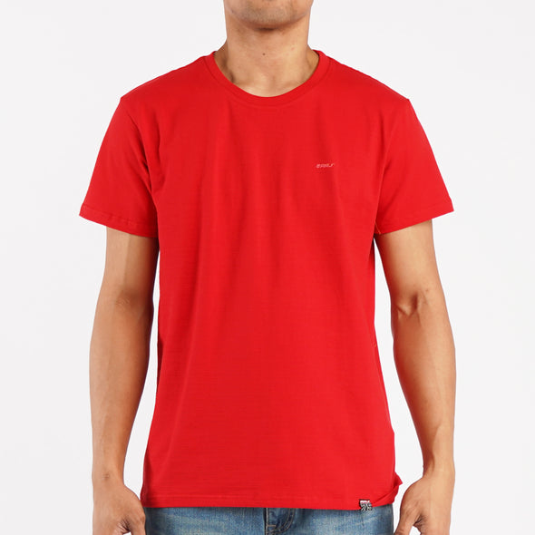 RRJ Basic Tees for Men Semi Body Fitting Shirt CVC Jersey Fabric Round Neck Trendy fashion Casual Top Red T-shirt for Men 108004 (Red)