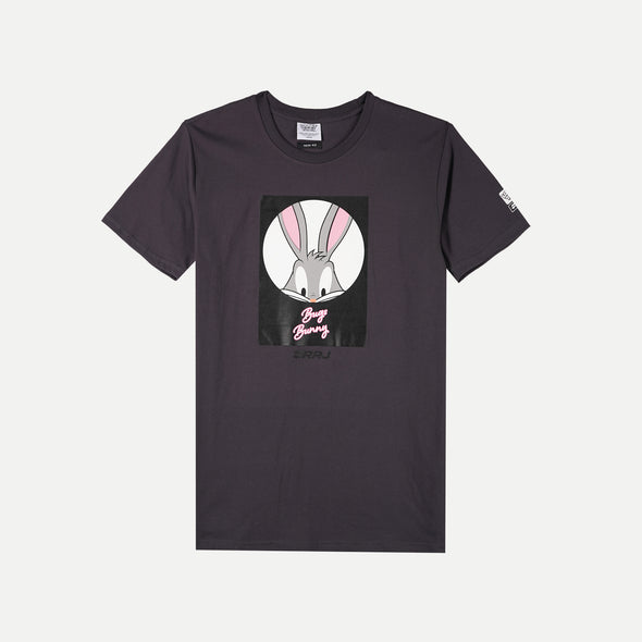 RRJ X Looney Tunes  Bugs Bunny Graphic Tees for Men Semi Body Fitting Shirt CVC Jersey Fabric Round Neck Trendy fashion Casual Top Dark Gray T-shirt for Men 137800-U (Dark Gray)