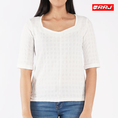 RRJ Ladies' Modified Woven Regular Fitting Blouse Rayon Fabric Trendy fashion Casual Top White Woven Blouse for Ladies 146824 (White)