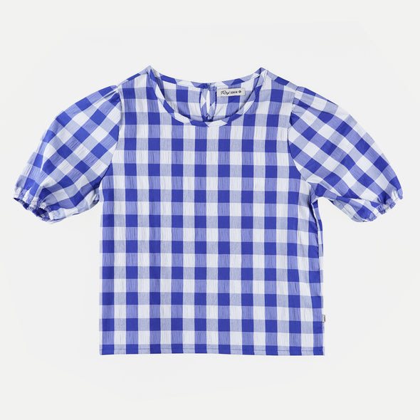 RRJ Ladies' Modified Woven Regular Fitting Blouse Rayon Fabric Trendy fashion Casual Top Blue Woven Blouse for Ladies 141647 (Blue)