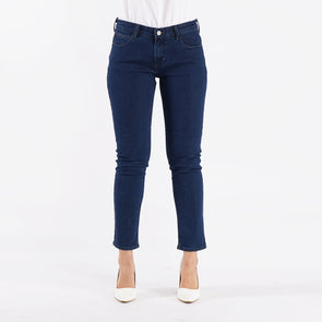 RRJ Ladies Basic Denim Fashionable Casual Apparel Stretchable Maong Pants For Women Slim Fitting Mid waist Trendy Fashion High Quality Stretchable Jeans For Women 139625-U (Dark Shade)