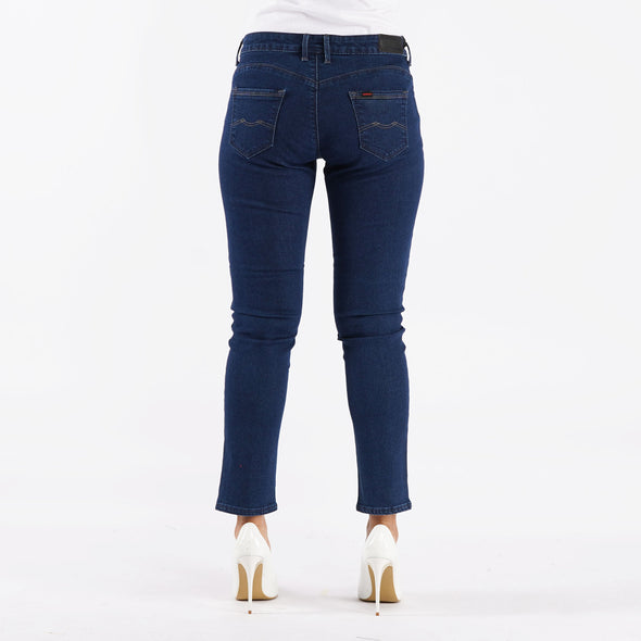 RRJ Ladies Basic Denim Fashionable Casual Apparel Stretchable Maong Pants For Women Slim Fitting Mid waist Trendy Fashion High Quality Stretchable Jeans For Women 139625-U (Dark Shade)