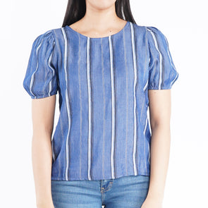 RRJ Basic Woven for Ladies Relaxed Fitting Shirt Trendy fashion Casual Top Blue T-shirt for Ladies 128293 (Blue)