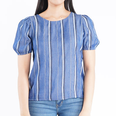 RRJ Basic Woven for Ladies Relaxed Fitting Shirt Trendy fashion Casual Top Blue T-shirt for Ladies 128293 (Blue)