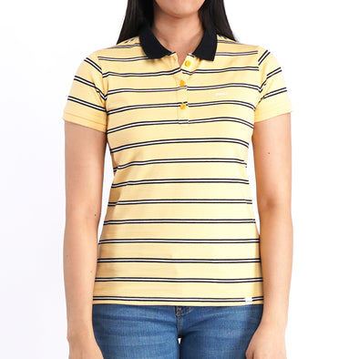 RRJ Ladies Basic Polo shirt for Women Missed Lycra Fabric Regular Fitting Trendy Fashion High Quality Apparel Comfortable Casual Stretchable Collared shirt for Women 120352 (Yellow)