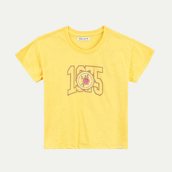 RRJ Basic Tees for Ladies Boxy Fitting Shirt CVC Jersey Fabric Trendy fashion Casual Top Yellow T-shirt for Ladies 142198-U (Yellow)