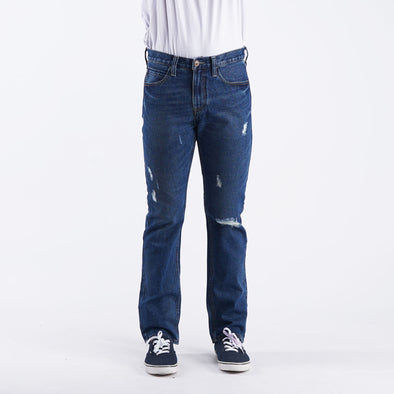 RRJ Men's Basic Denim Fashionable Casual Apparel Maong Pants For Men Mid Waist Trendy Fashion High Quality Slim Straight 147256-U (Dark Shade)