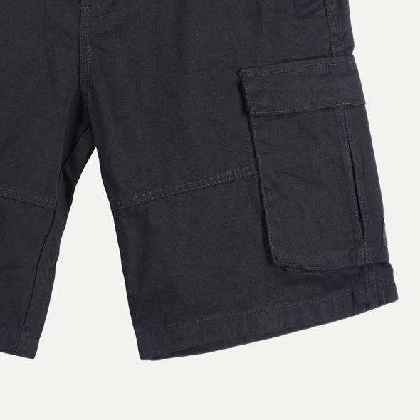 RRJ Basic Non-Denim Cargo Short for Men Regular Fitting Garment Wash Fabric Casual Short Black Cargo Short for Men 127415 (Black)