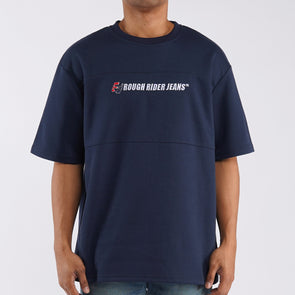 RRJ Basic Tees for Men Boxy Fitting Shirt Fashionable Trendy fashion Casual Round Neck T-shirt for Men 116867 (Navy Blue)