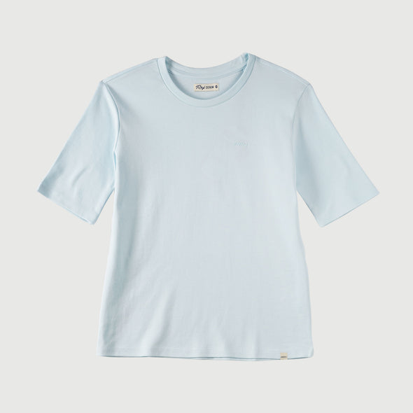 RRJ Basic Tees for Ladies Relaxed Fitting Shirt Trendy fashion Casual Top Blue T-shirt for Ladies 125625 (Blue)