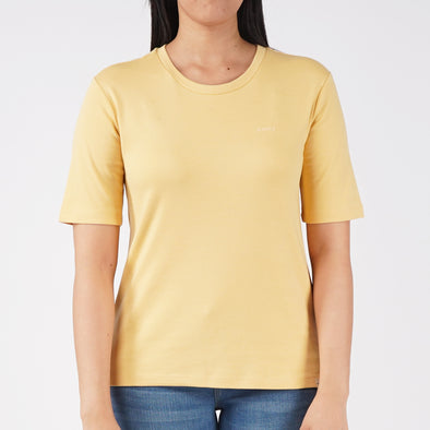 RRJ Basic Tees for Ladies Relaxed Fitting Shirt Special Fabric Trendy fashion Casual Top Yellow T-shirt for Ladies 125638 (Yellow)