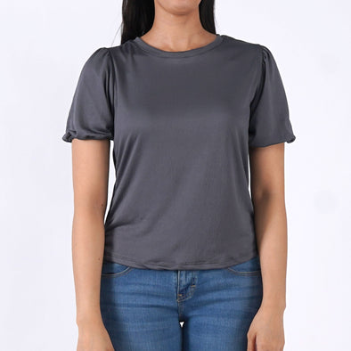 RRJ Basic Tees for Ladies Relaxed Fitting Shirt Trendy fashion Casual Top Gray T-shirt for Ladies 141752-U (Gray)