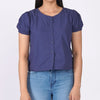 RRJ Basic Woven for Ladies Regular Fitting Shirt Trendy fashion Casual Top Navy Blue Woven for Ladies 127031 (Navy Blue)