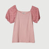 RRJ Basic Tees for Ladies Boxy Fitting Ribbed Fabric Trendy fashion Casual Top Pink Tees for Ladies 147843 (Pink)