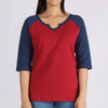 RRJ Basic Tees for Ladies Regular Fitting Ribbed Fabric Trendy fashion Casual Top Red Tees for Ladies 128546 (Red)