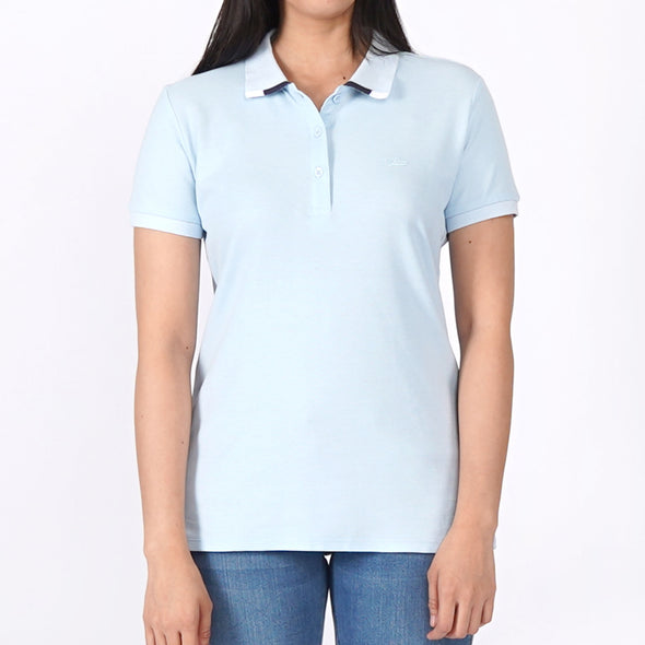 RRJ Basic Collared Shirt for Ladies Regular Fitting Cotton Jersey Trendy fashion Casual Top Blue Polo shirt for Ladies 137642-U (Blue)