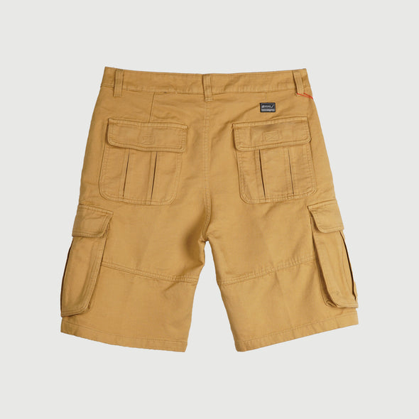 RRJ Basic Non-Denim Cargo Short for Men Regular Fitting Garment Wash Fabric Casual Short Light Khaki Cargo Short for Men 124313 (Light Khaki)