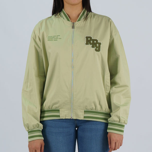 RRJ Basic Jacket for Ladies Regular Fitting Nylon Fabric Trendy fashion Casual Top Bomber Jacket for Ladies 132218 (Green)