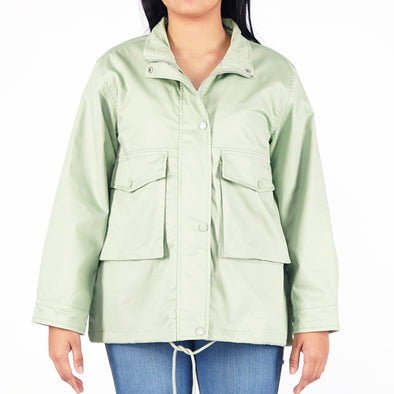 RRJ Ladies Basic Jacket Loose Fitting for Women Trendy Fashion High Quality Apparel Comfortable Casual Jacket for Women 132229 (Light Green)