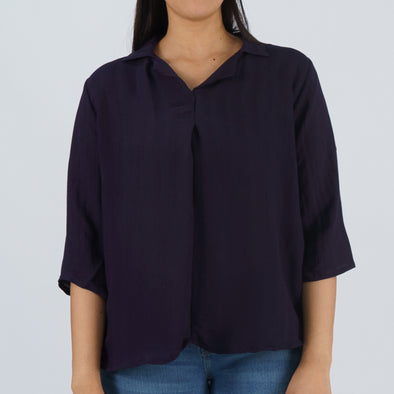 RRJ Basic Woven for Ladies Regular Fitting Shirt Trendy fashion Casual Top Navy Blue Woven for Ladies 128254 (Navy Blue)
