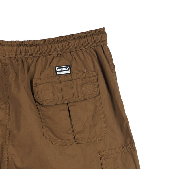 RRJ Basic Non-Denim Cargo Short for Men Regular Fitting Garment Wash Fabric Casual Short Khaki Cargo Short for Men 137774 (Khaki)