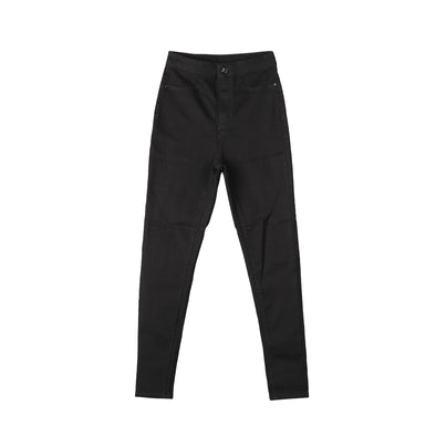 RRJ Ladies Basic Denim Stretchable Hi Waist Pants Power Shaper fitting Trendy fashion Casual Bottoms Black Denim Pants for Ladies 149832 (Black)
