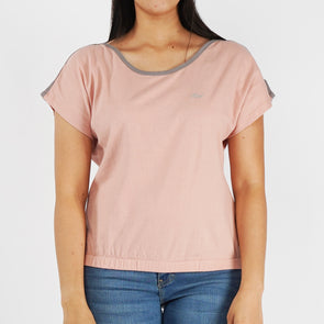 RRJ Basic Tees for Ladies Boxy Fitting Ribbed Fabric Trendy fashion Casual Top Pink Tees for Ladies 143901 (Pink)