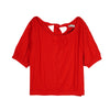 RRJ Basic Tees for Ladies Boxy Fitting Ribbed Fabric Trendy fashion Casual Top Red Tees for Ladies 144007 (Red)